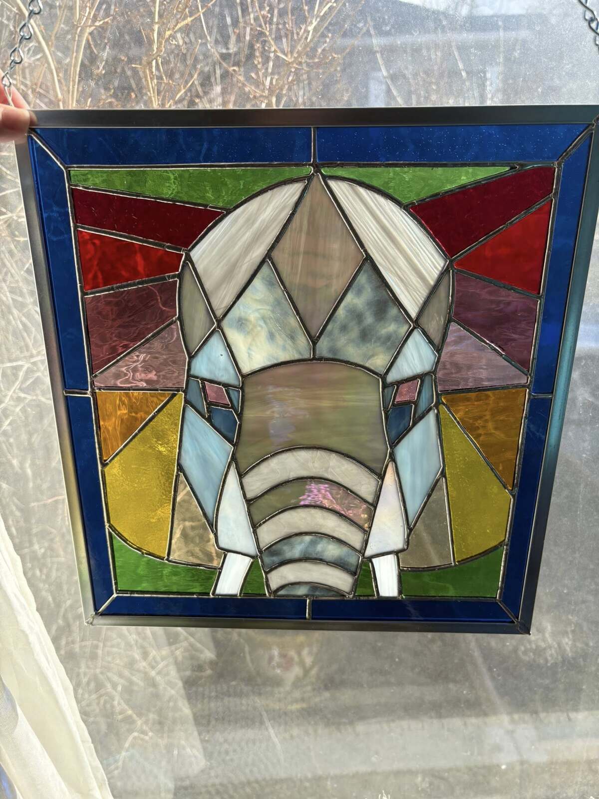 Geometric Darth Vader stained glass piece Pane in the Glass Wyo